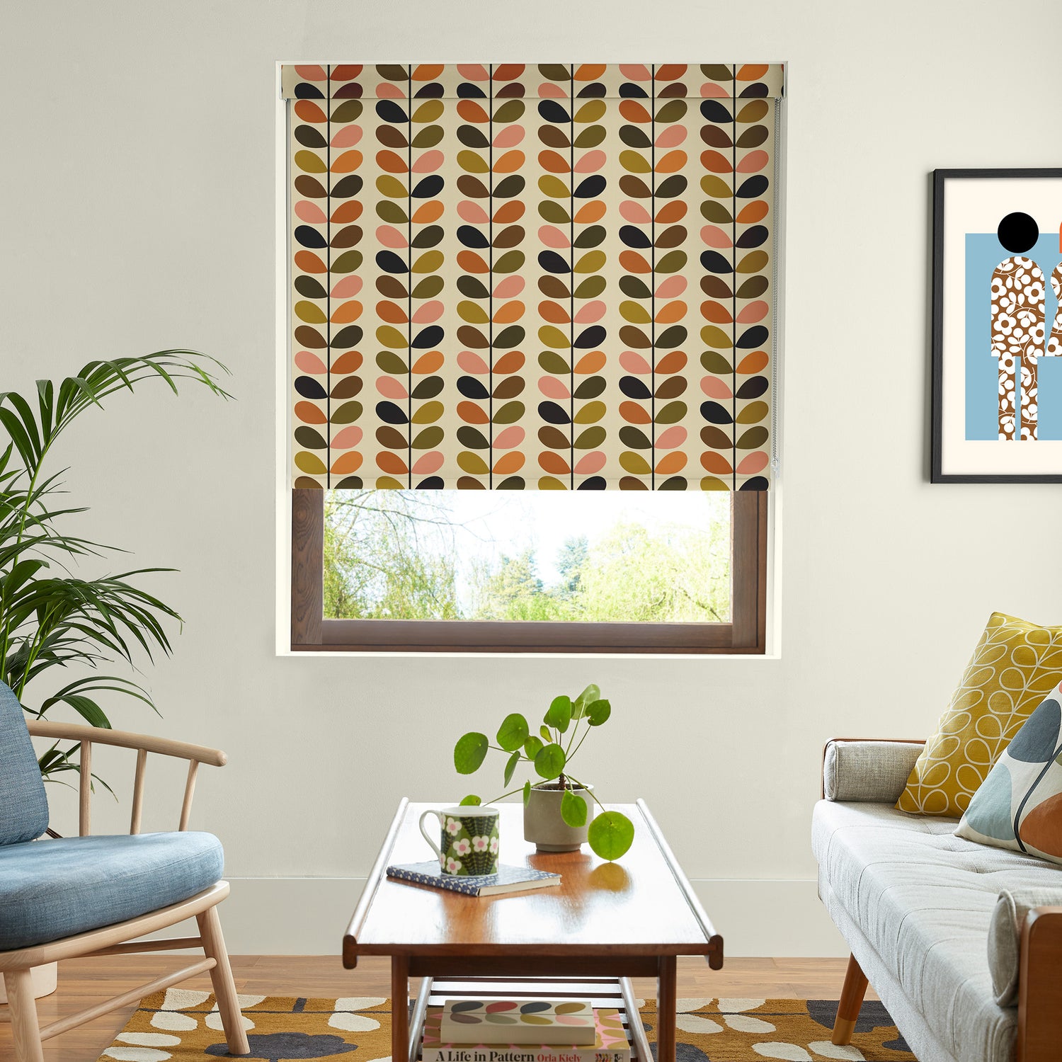 Orla Kiely Multi Stem Blackout Made To Measure Roller Blind Auburn Orange