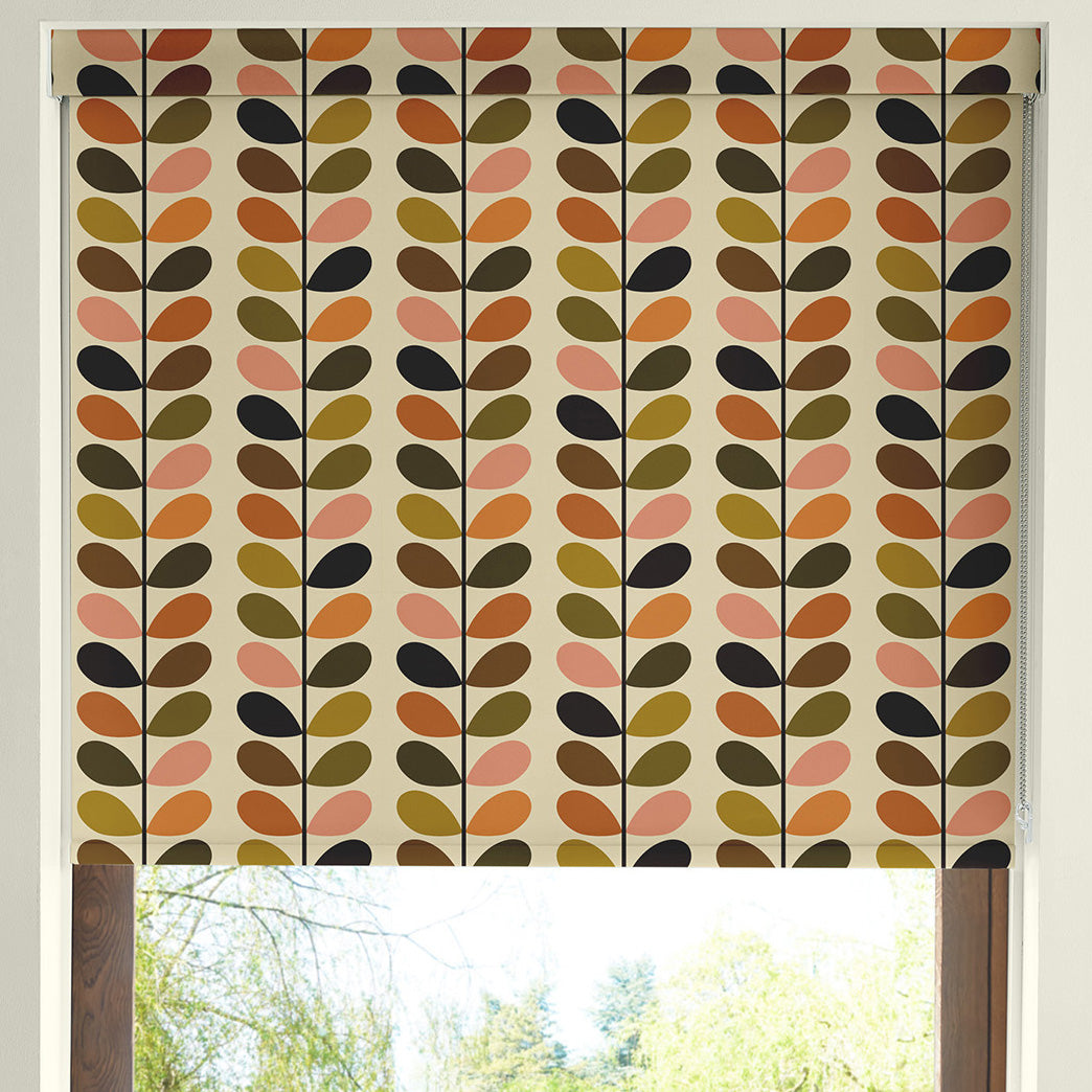 Orla Kiely Multi Stem Blackout Made To Measure Roller Blind Auburn Orange