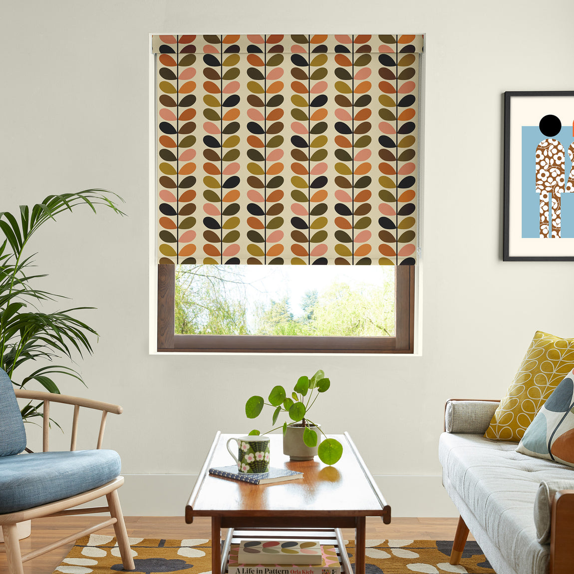 Orla Kiely Multi Stem Blackout Made To Measure Roller Blind Auburn Orange