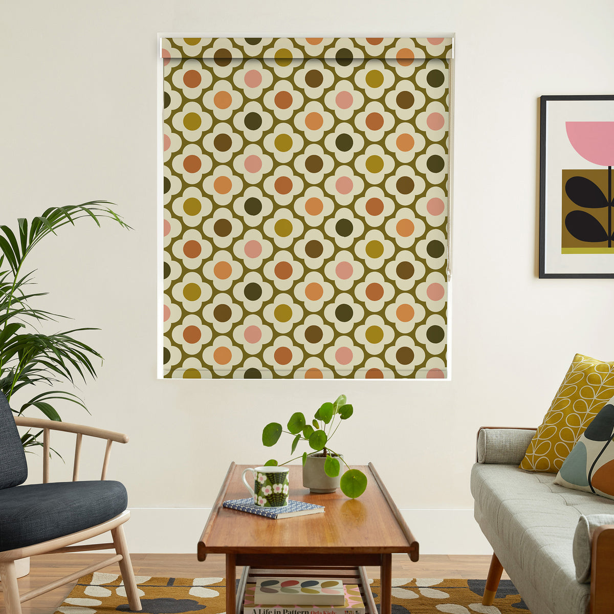 Orla Kiely Spot Flower Blackout Made To Measure Roller Blind Multi Autumn