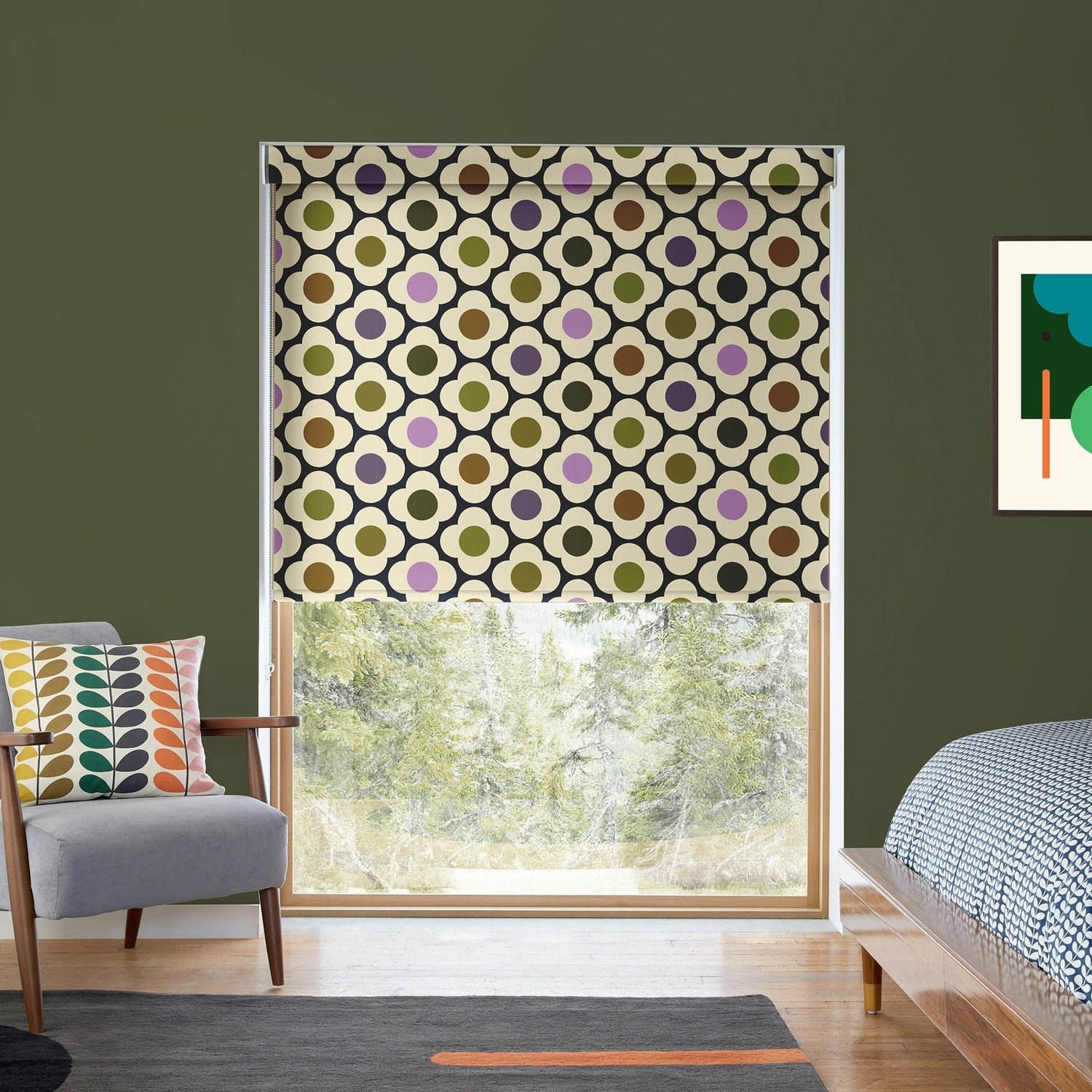 Orla Kiely Spot Flower Translucent Made To Measure Roller Blind Multi Mauve