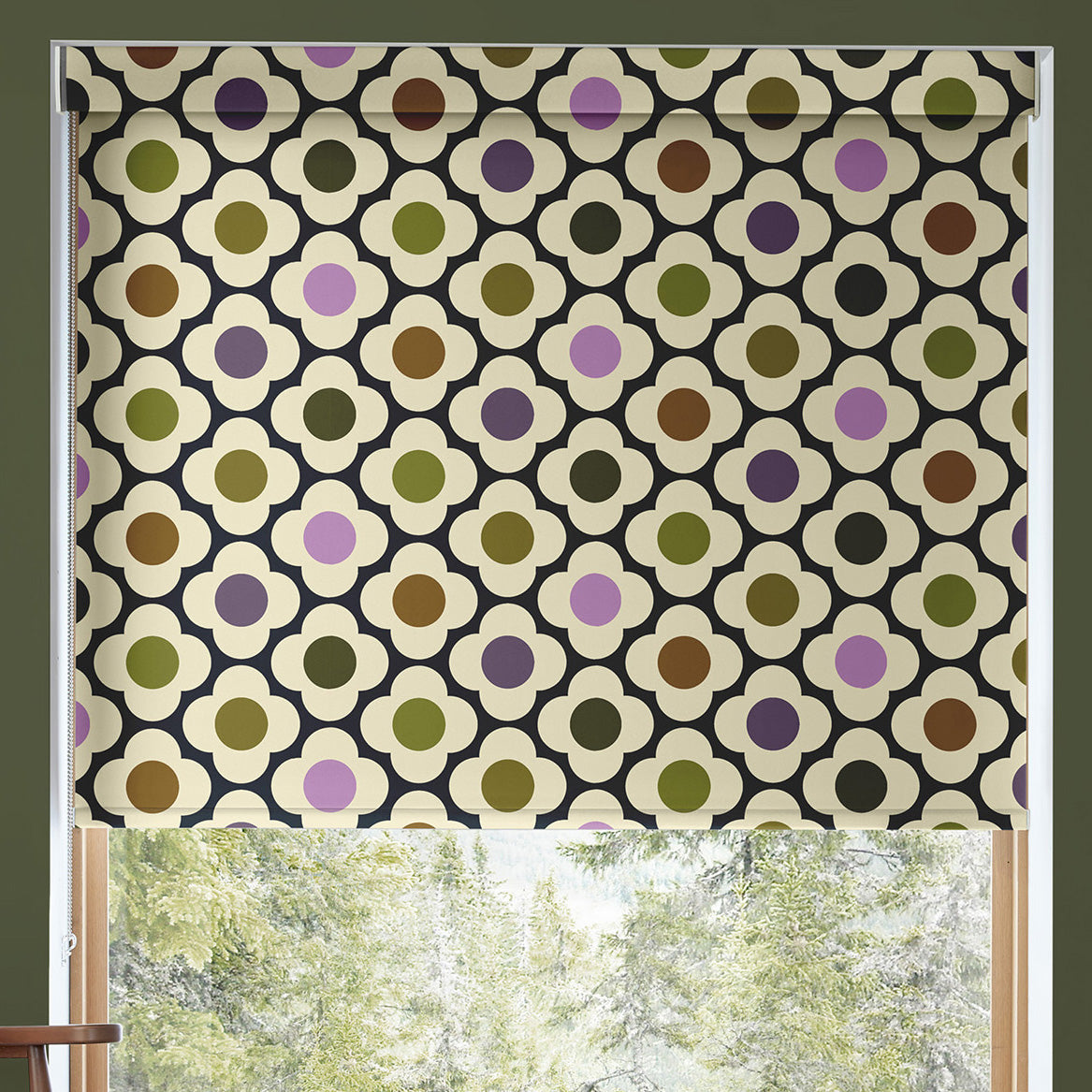Orla Kiely Spot Flower Blackout Made To Measure Roller Blind Multi Mauve