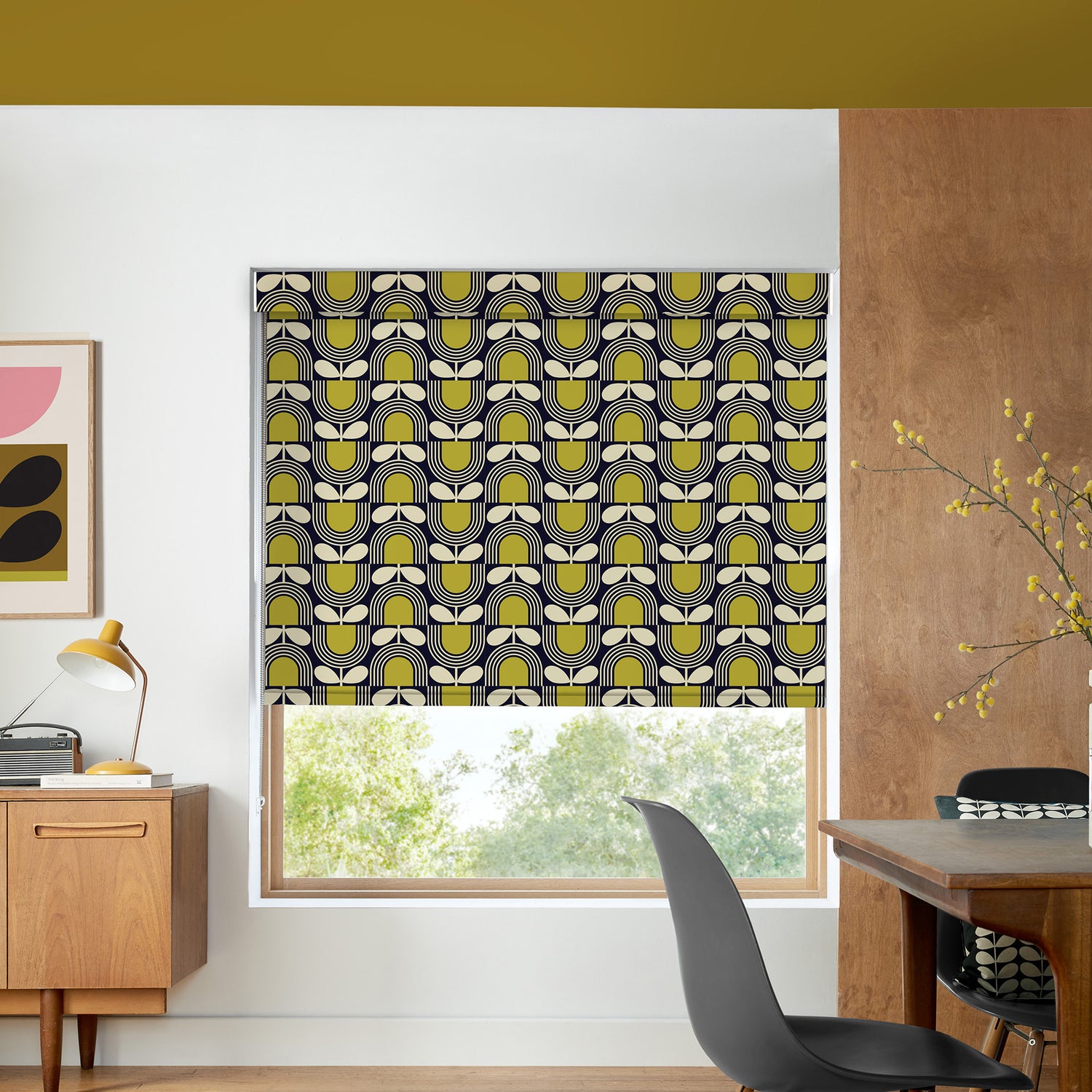 Orla Kiely Striped Tulip Blackout Made To Measure Roller Blind Navy