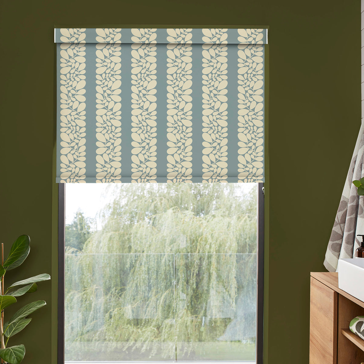 Orla Kiely Sycamore Stripe Blackout Made To Measure Roller Blind Duck Egg