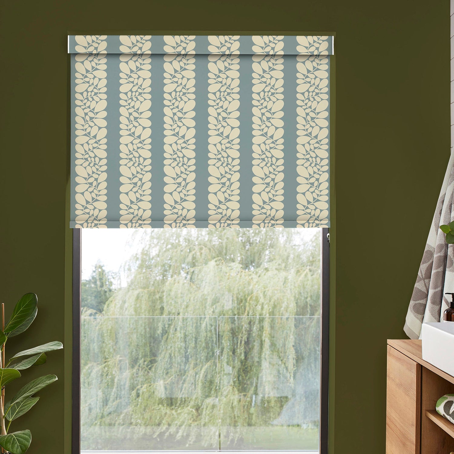 Orla Kiely Sycamore Stripe Translucent Made To Measure Roller Blind Duck Egg