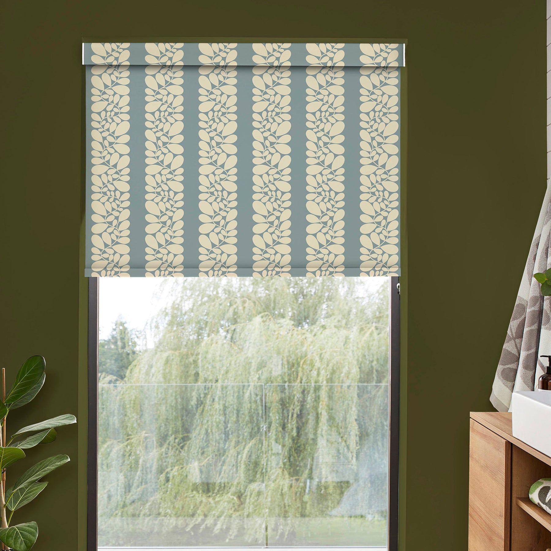 Orla Kiely Sycamore Stripe Translucent Made To Measure Roller Blind Duck Egg