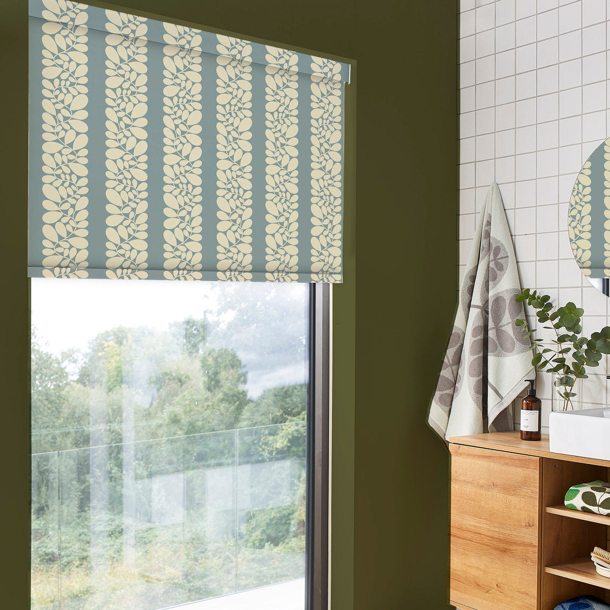 Orla Kiely Sycamore Stripe Translucent Made To Measure Roller Blind Duck Egg