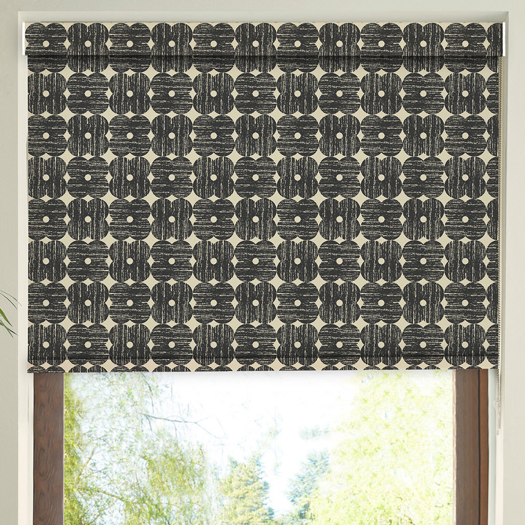 Orla Kiely Textured Flower Blackout Made To Measure Roller Blind Charcoal
