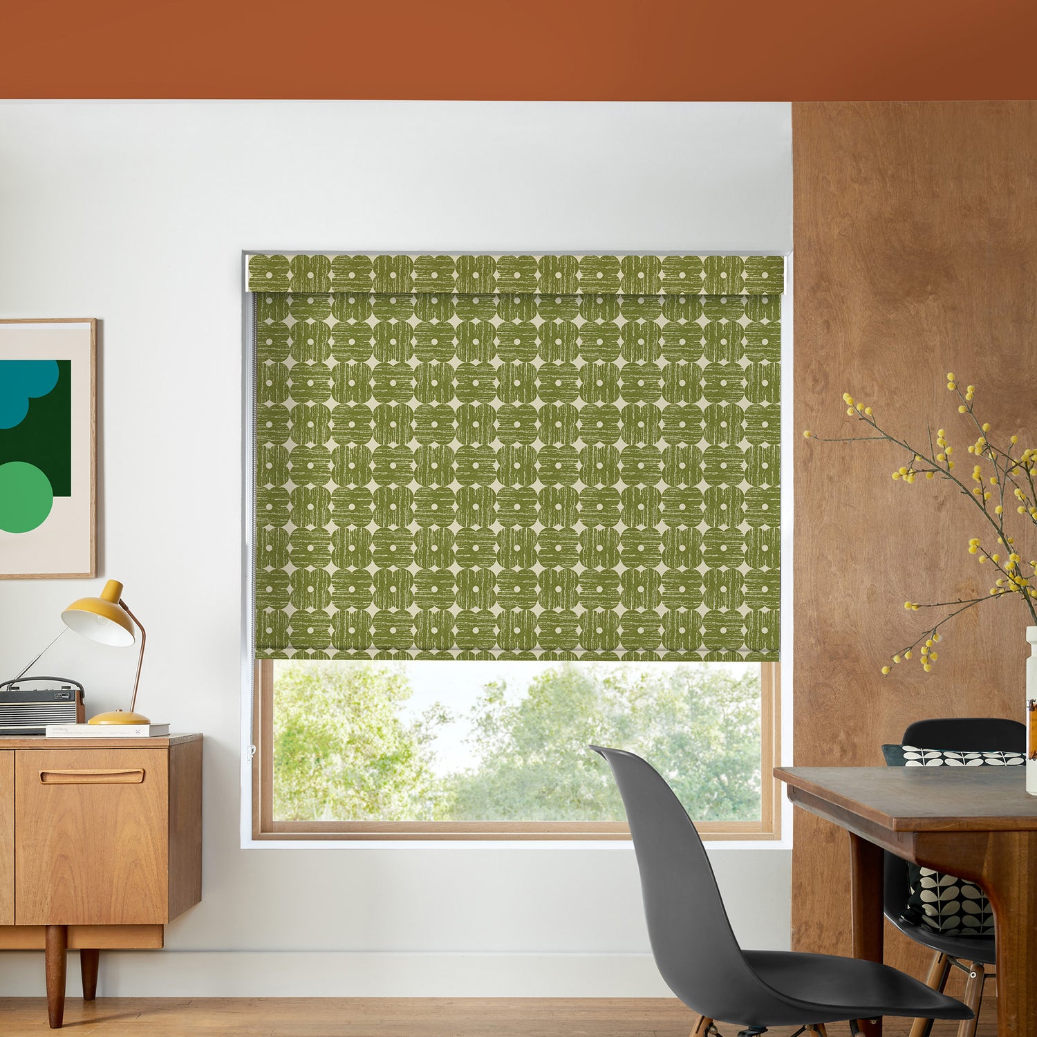 Orla Kiely Textured Flower Blackout Made To Measure Roller Blind Olive