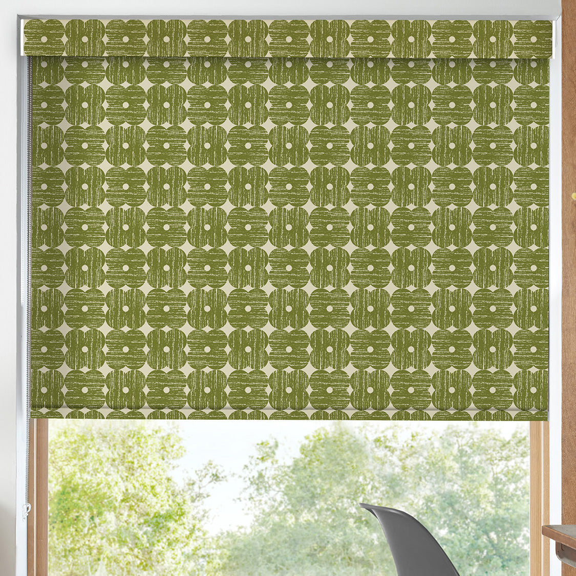 Orla Kiely Textured Flower Blackout Made To Measure Roller Blind Olive