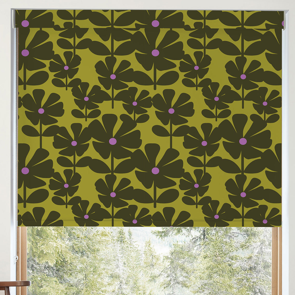 Orla Kiely Wildflower Translucent Made To Measure Roller Blind Charteuse