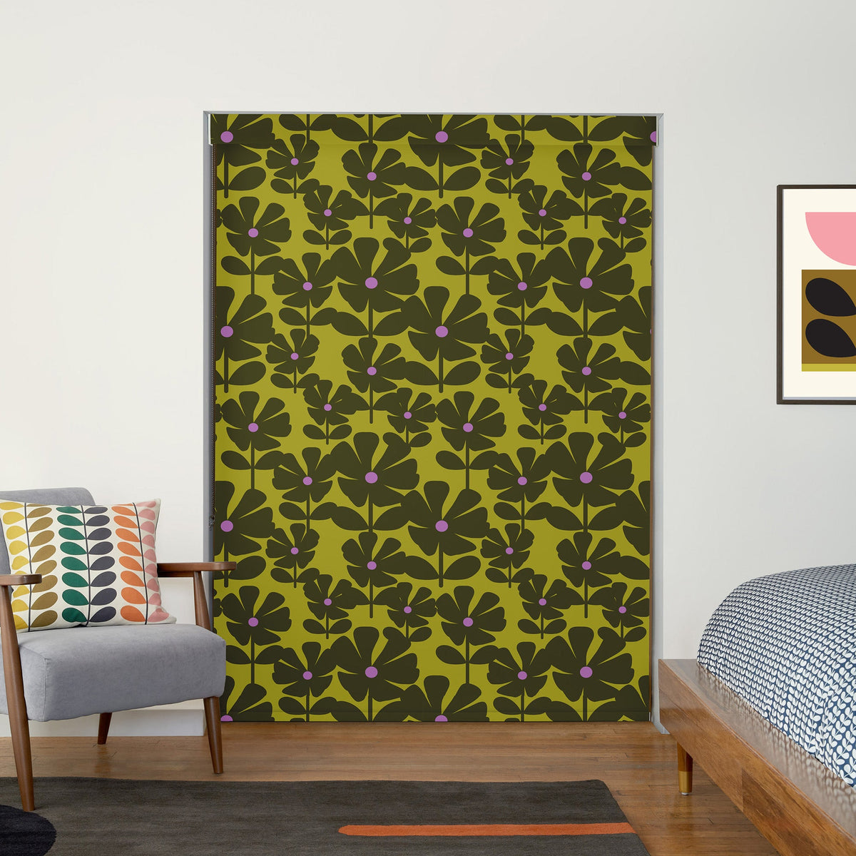 Orla Kiely Wildflower Translucent Made To Measure Roller Blind Charteuse