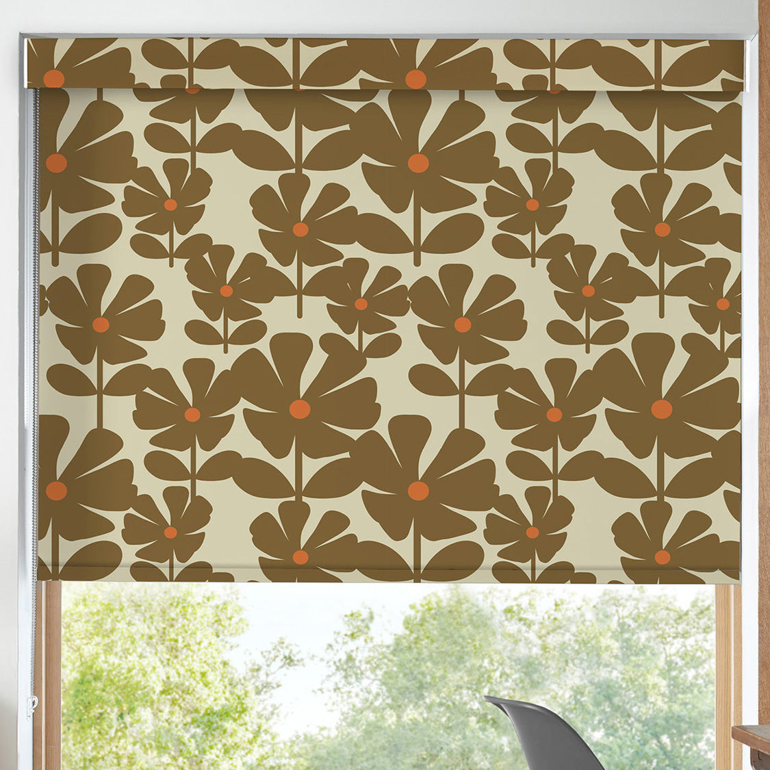 Orla Kiely Wildflower Translucent Made To Measure Roller Blind Coffee