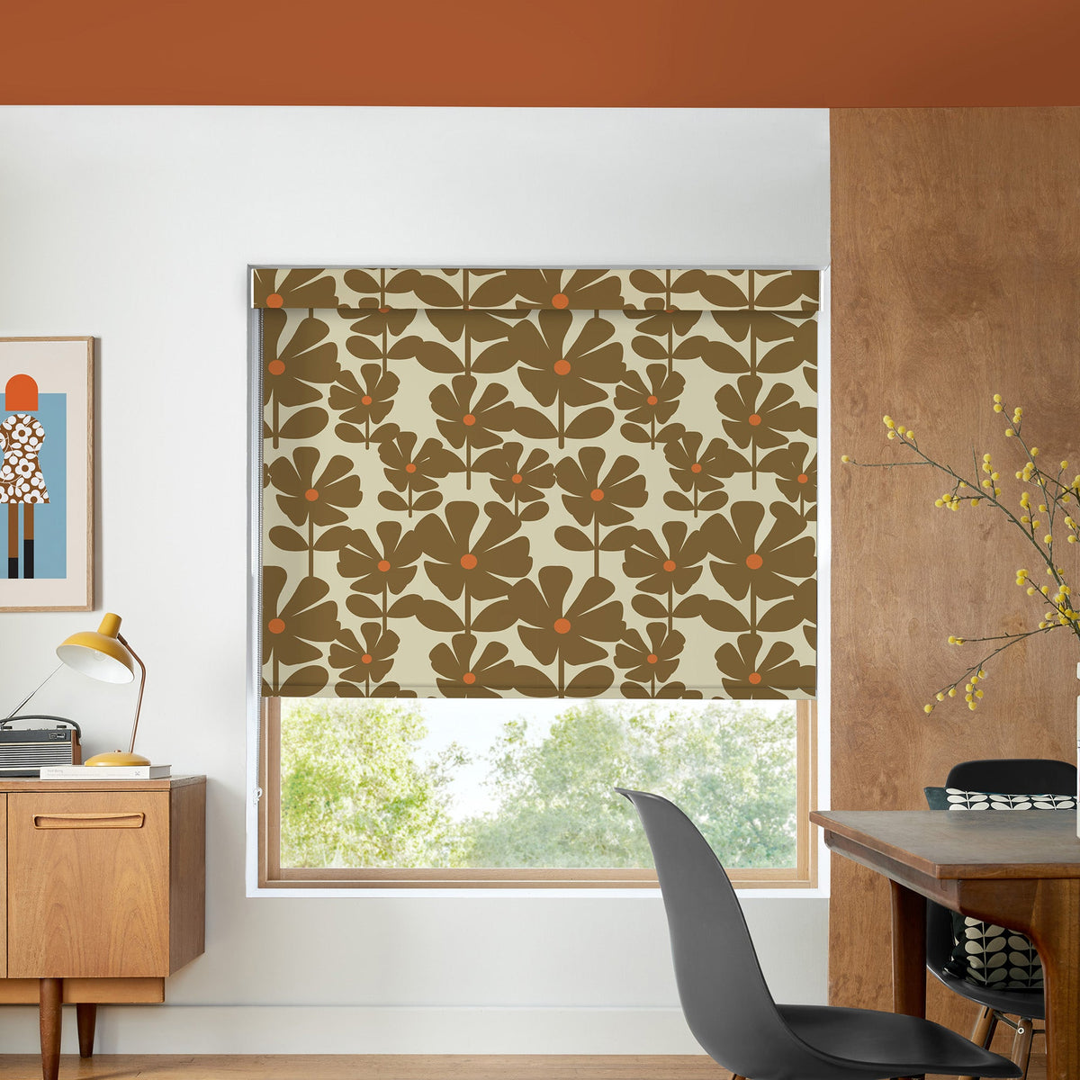 Orla Kiely Wildflower Translucent Made To Measure Roller Blind Coffee