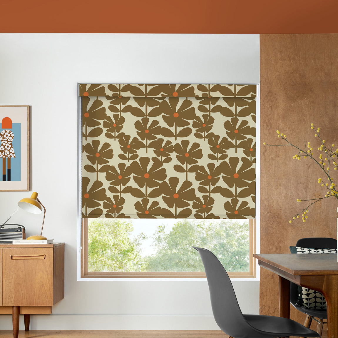 Orla Kiely Wildflower Translucent Made To Measure Roller Blind Coffee