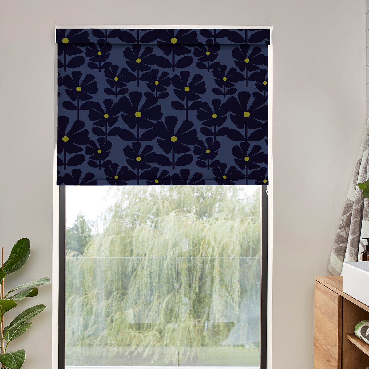 Orla Kiely Wildflower Blackout Made To Measure Roller Blind Indigo