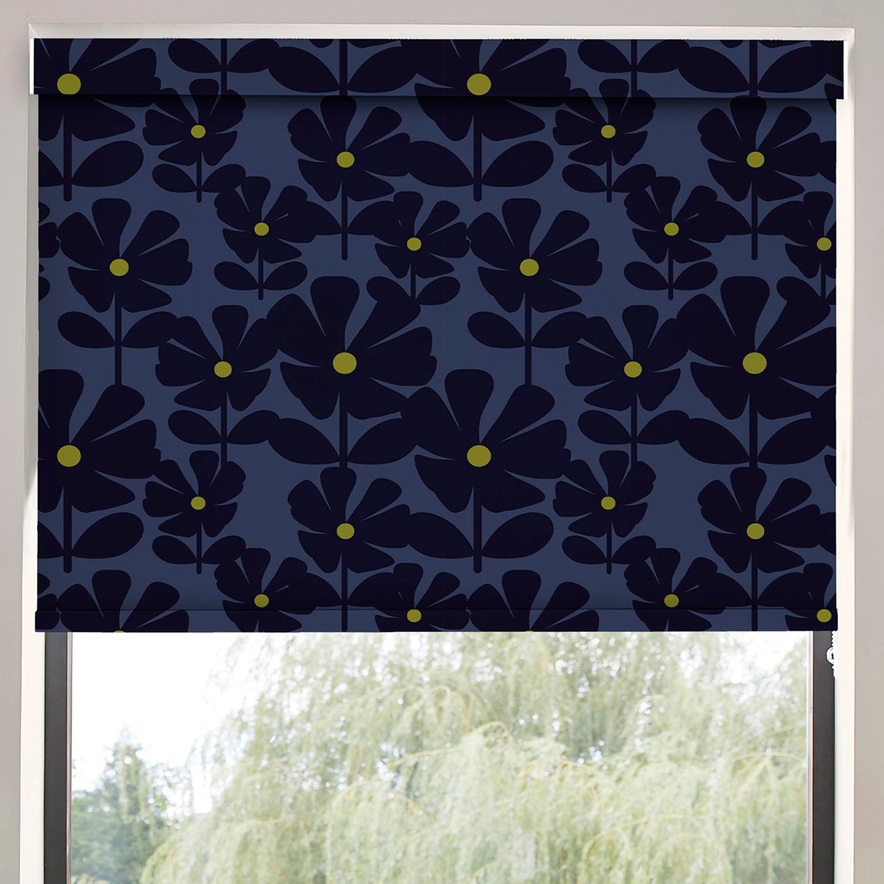 Orla Kiely Wildflower Blackout Made To Measure Roller Blind Indigo