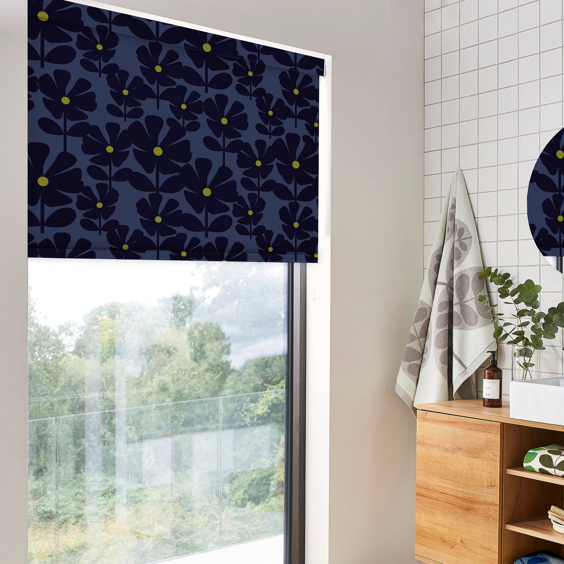 Orla Kiely Wildflower Blackout Made To Measure Roller Blind Indigo
