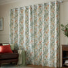 Laura Ashley Old Castle Leaves Ready Made Eyelet Curtains Fern Green