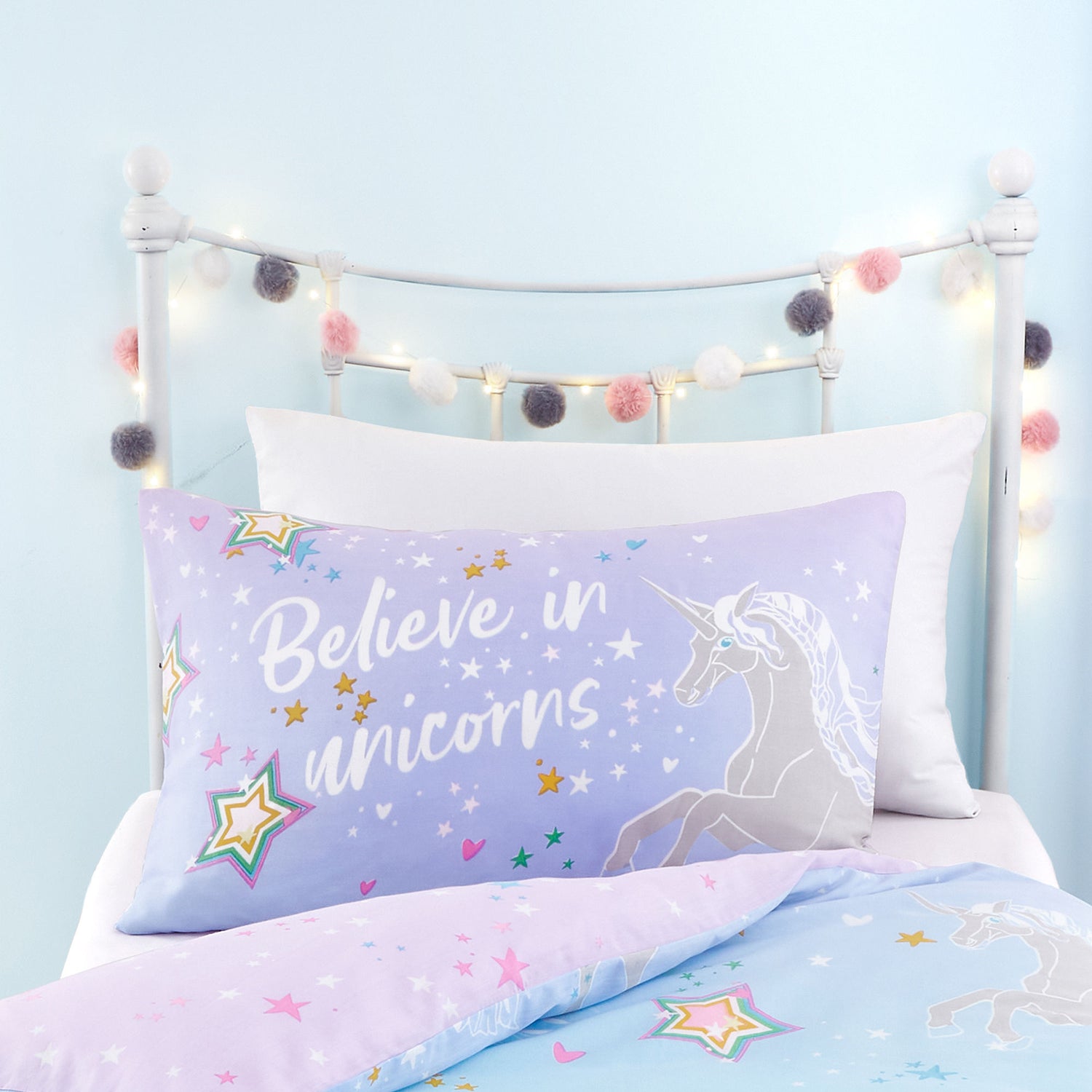 Bedlam Ombre Unicorn Glow in the Dark Duvet Cover Bedding Set Lilac