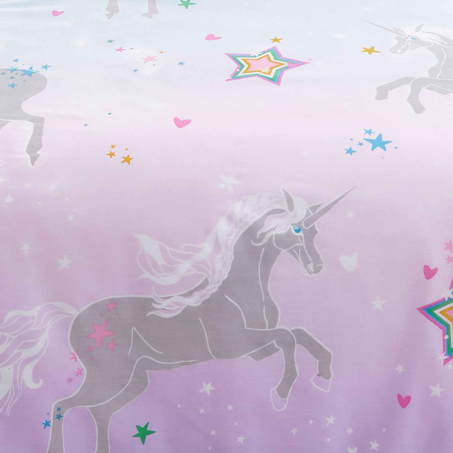 Bedlam Ombre Unicorn Glow in the Dark Duvet Cover Bedding Set Lilac