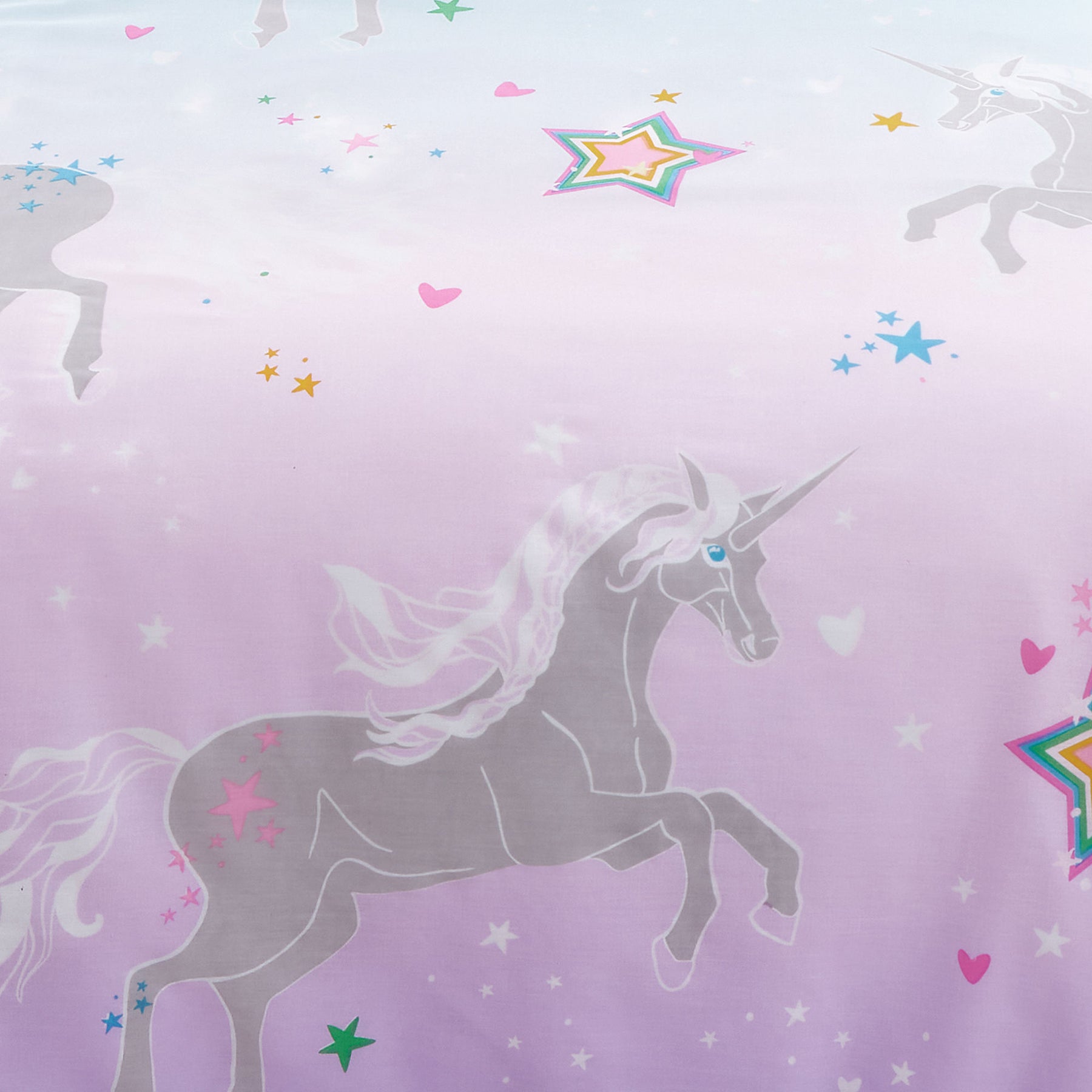 Lilac Bedlam Ombre Unicorn Glow in the Dark Duvet Cover Bedding