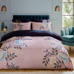 Sara Miller Oriental Blossom Duvet Cover Bedding Set Navy Light Mink