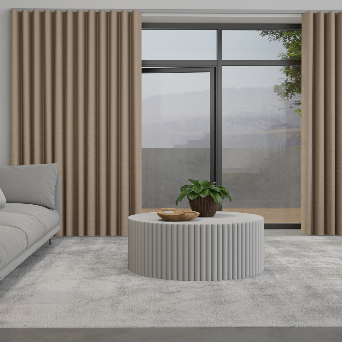 Iowa Silk Essence Made to Measure Wave Curtain + FREE Track Latte