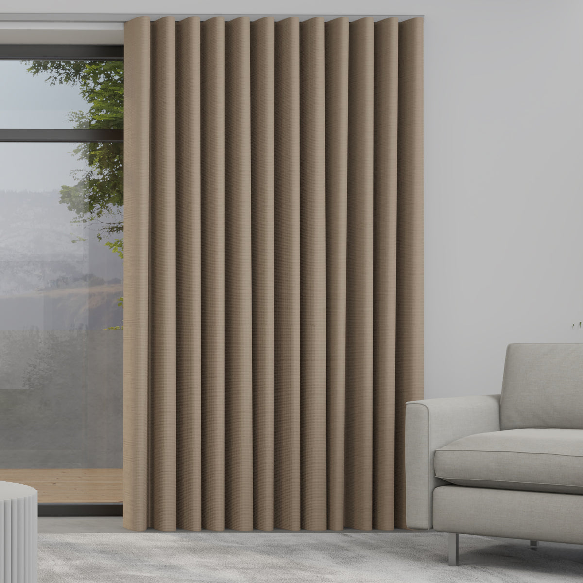 Iowa Silk Essence Made to Measure Wave Curtain + FREE Track Latte