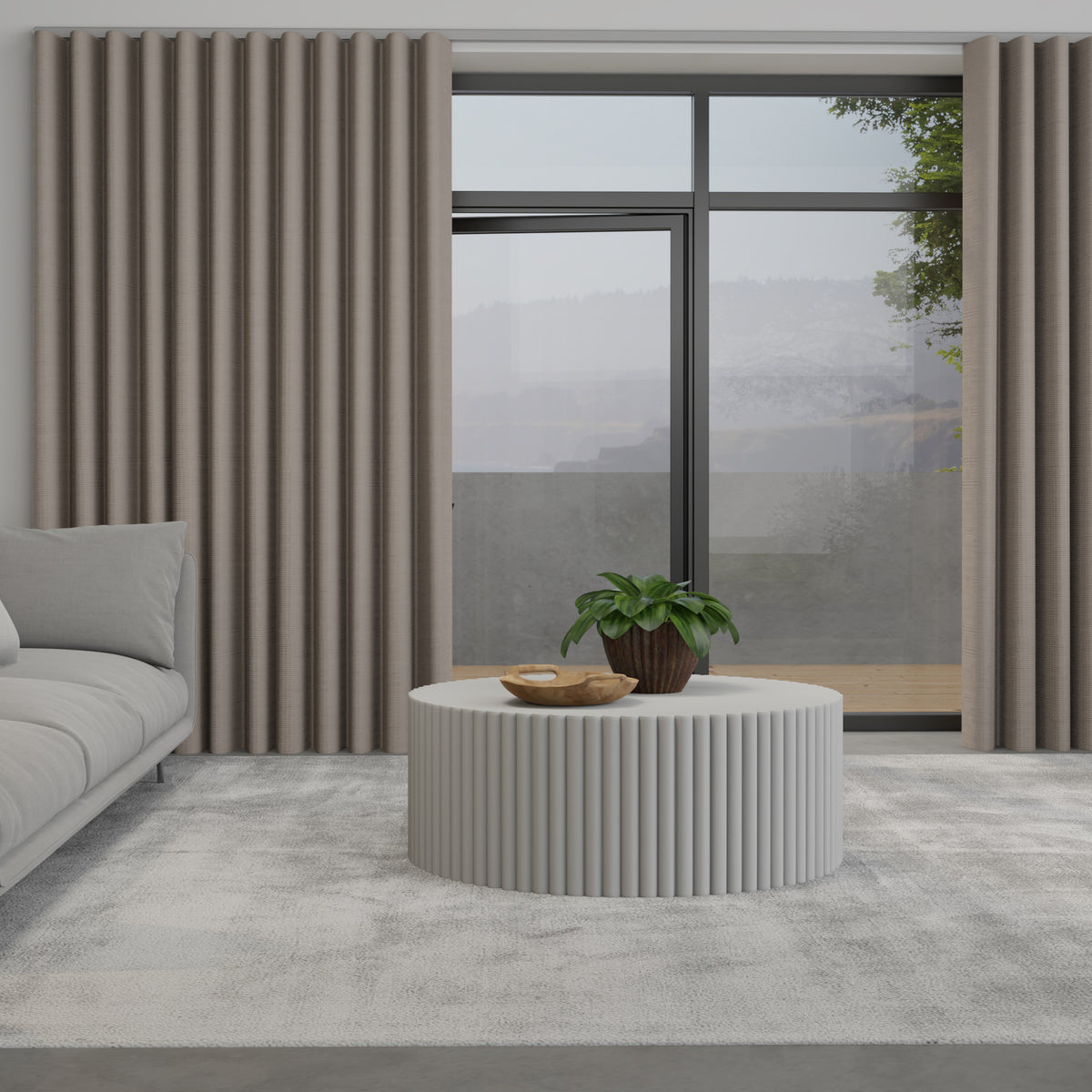 Iowa Silk Essence Made to Measure Wave Curtain + FREE Track Pewter