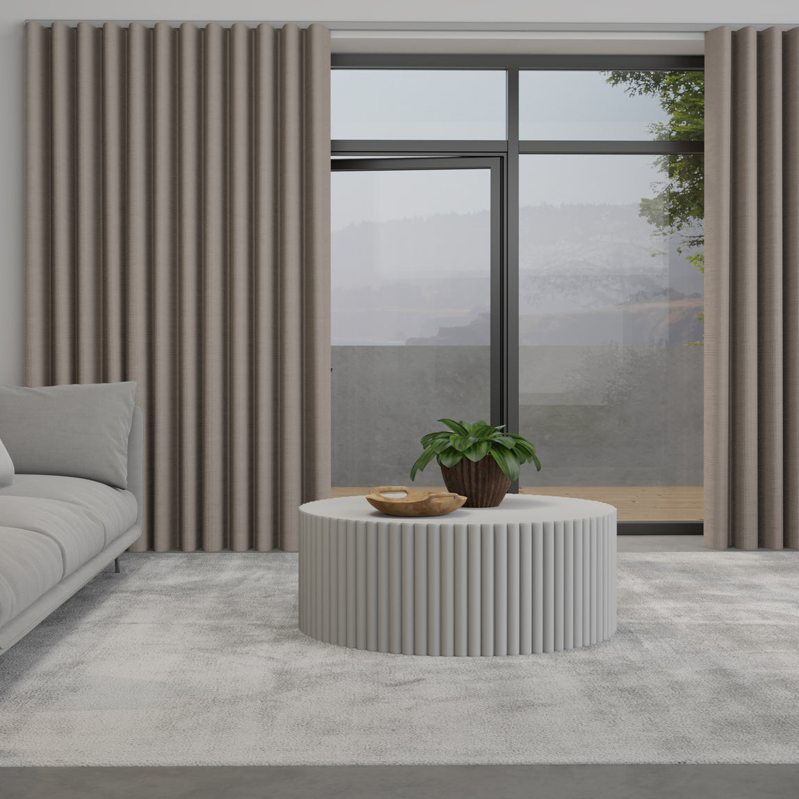 Iowa Silk Essence Made to Measure Wave Curtain + FREE Track Pewter