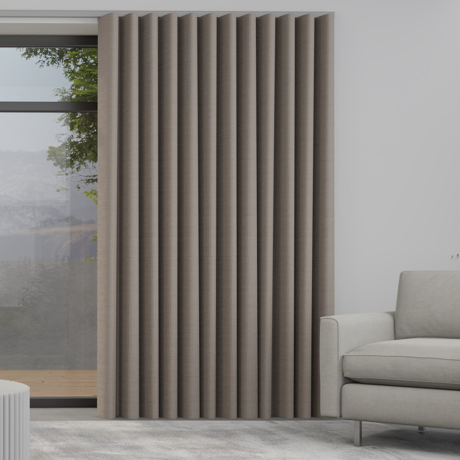 Iowa Silk Essence Made to Measure Wave Curtain + FREE Track Pewter
