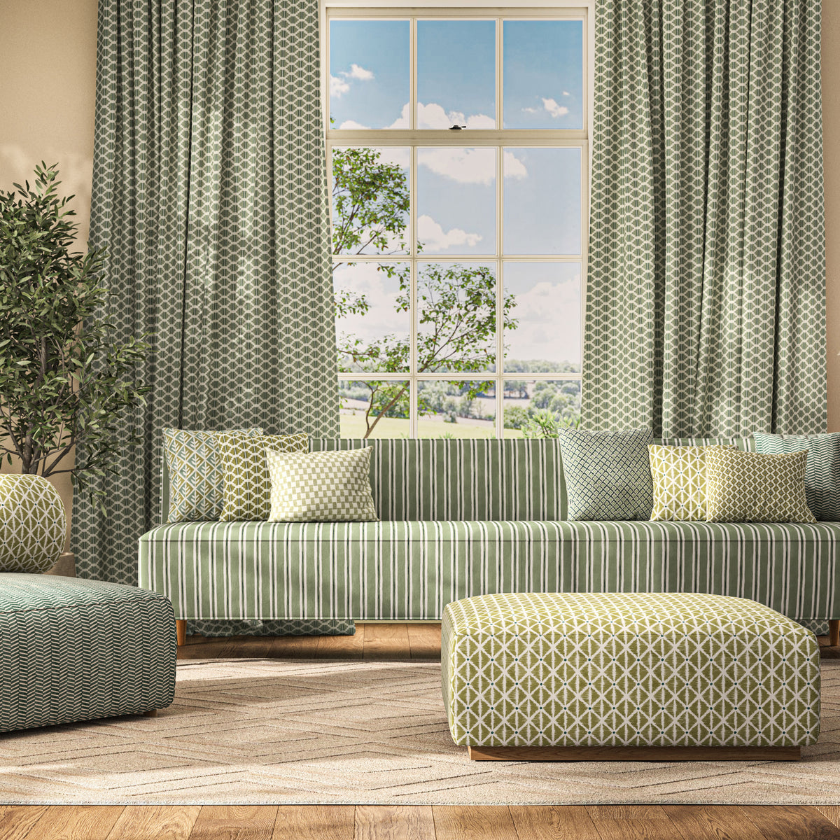 Ashley Wilde Raye Fabric Pistachio