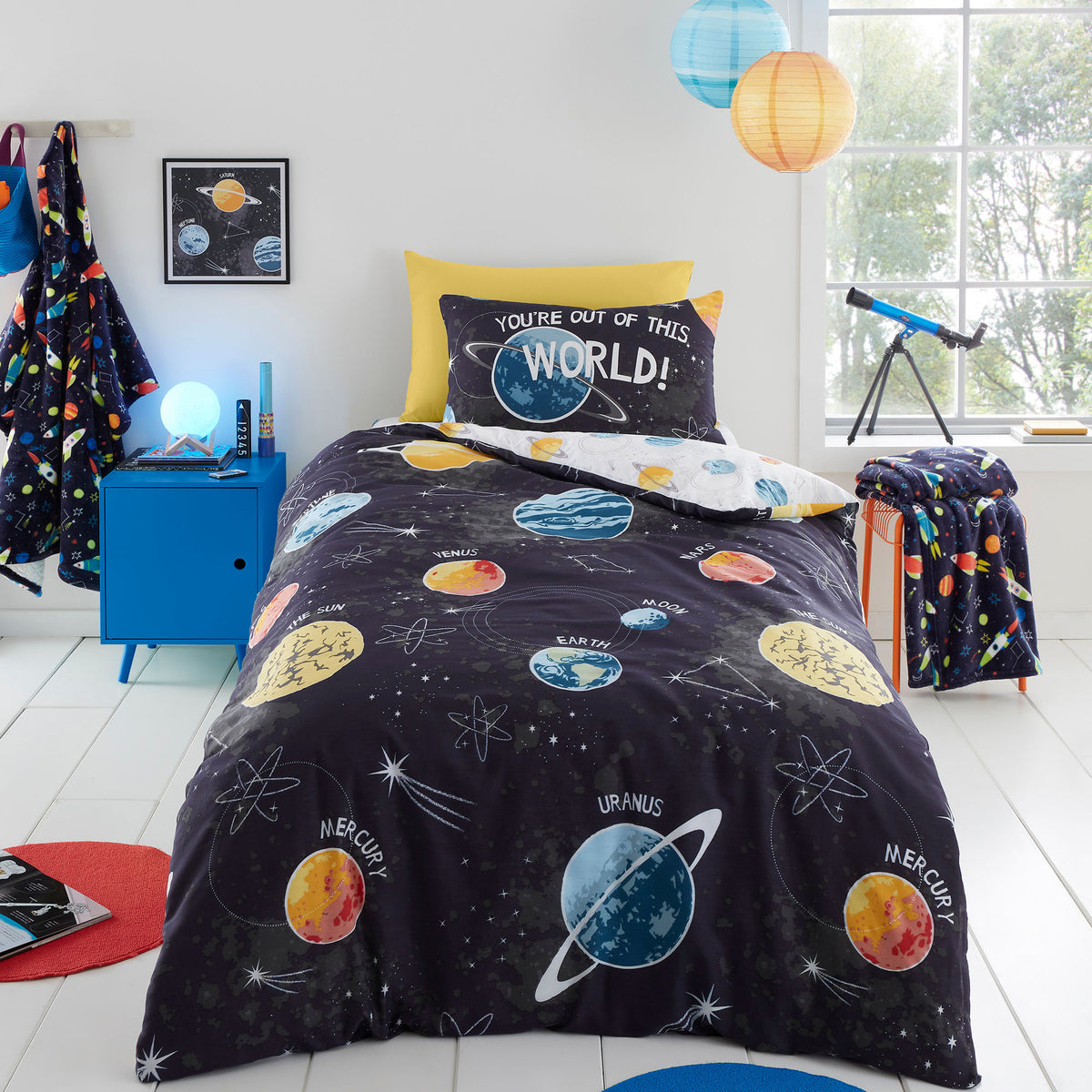 Bedlam Outer Space Glow in the Dark Duvet Cover Bedding Set Black