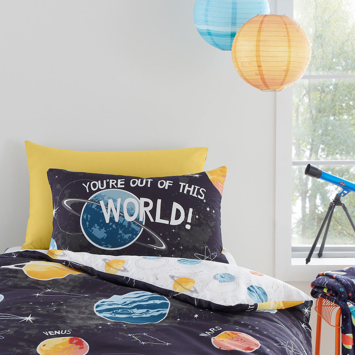 Bedlam Outer Space Glow in the Dark Duvet Cover Bedding Set Black