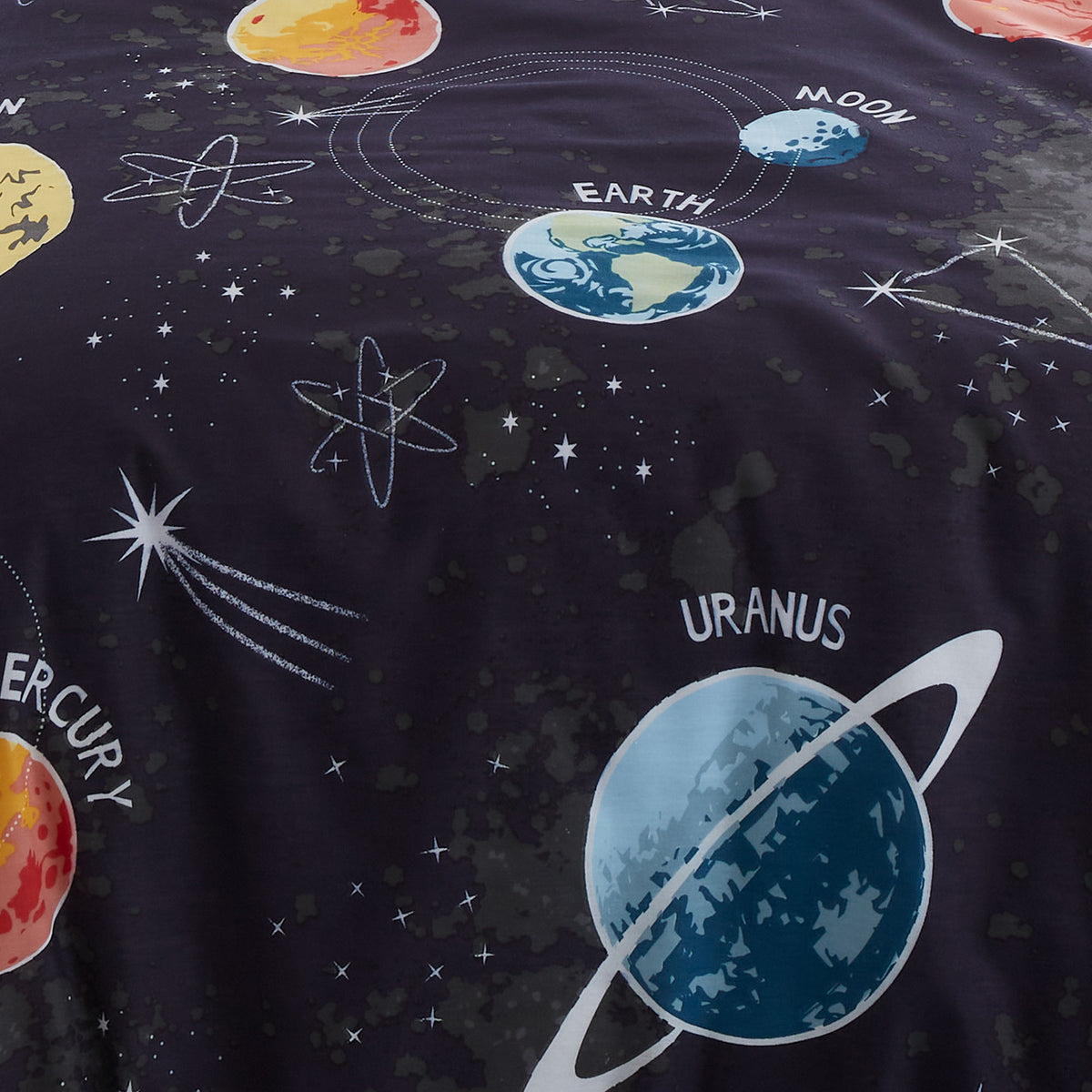 Bedlam Outer Space Glow in the Dark Duvet Cover Bedding Set Black