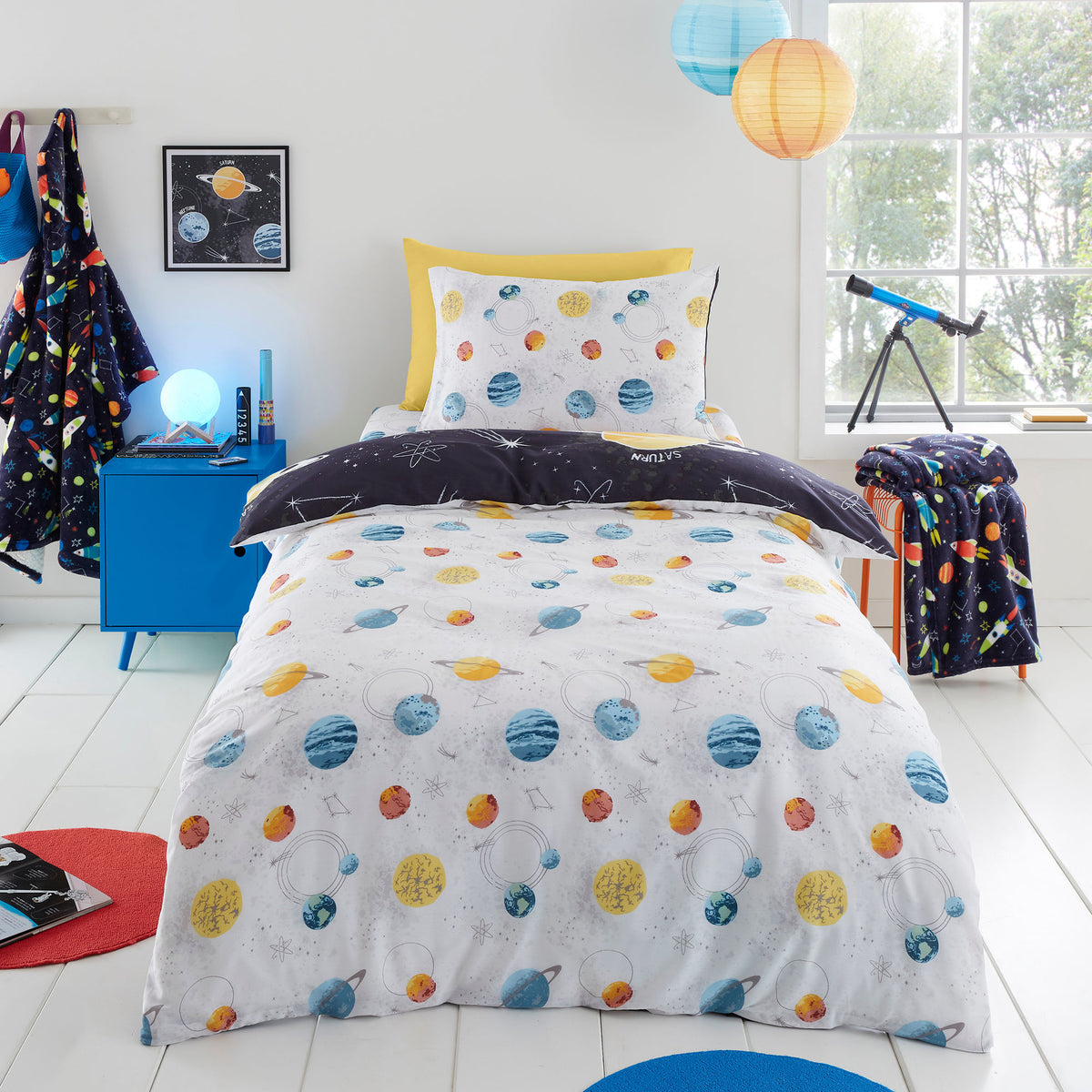 Bedlam Outer Space Glow in the Dark Duvet Cover Bedding Set Black
