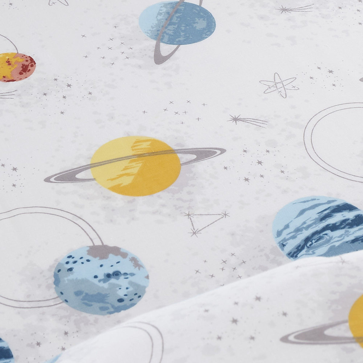 Bedlam Outer Space Bed Linen Fitted Sheet Black