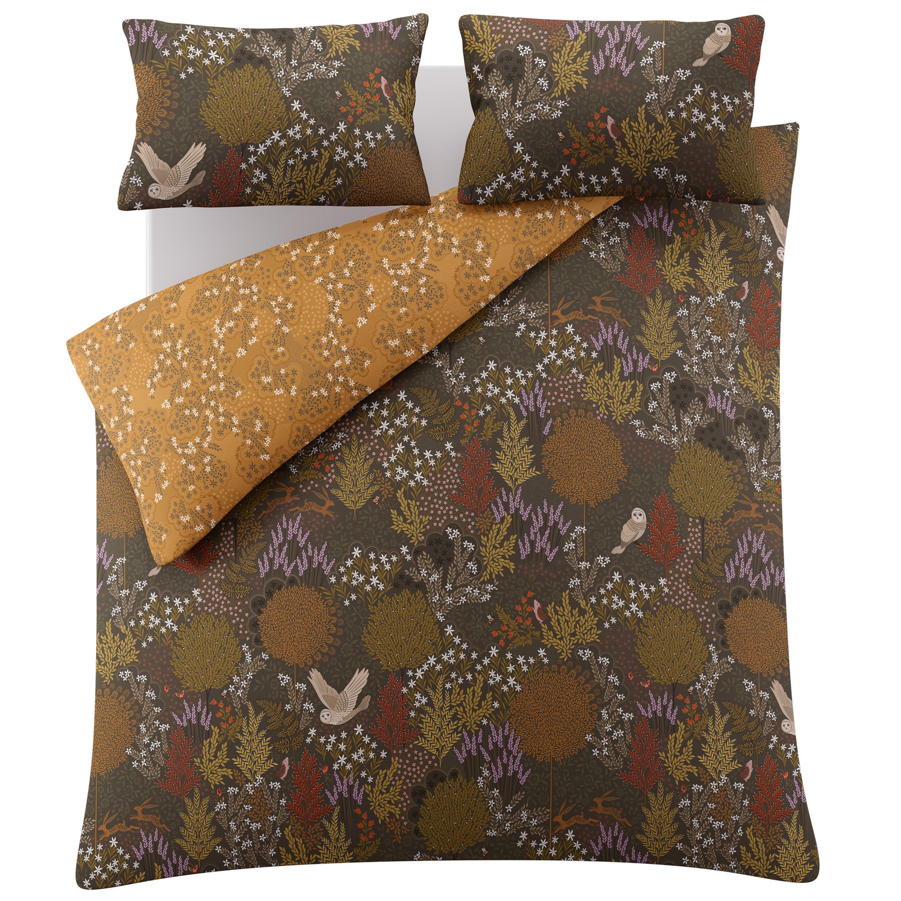 Sara Miller Owl Forest Duvet Cover Bedding Set Deep Olive
