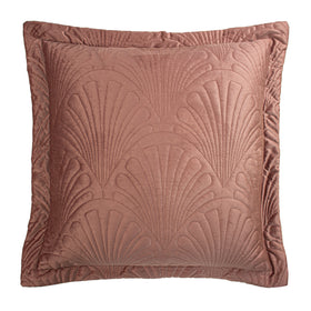 Paoletti Palmeria Quilted Velvet Filled Cushion 60cm x 60cm Blush