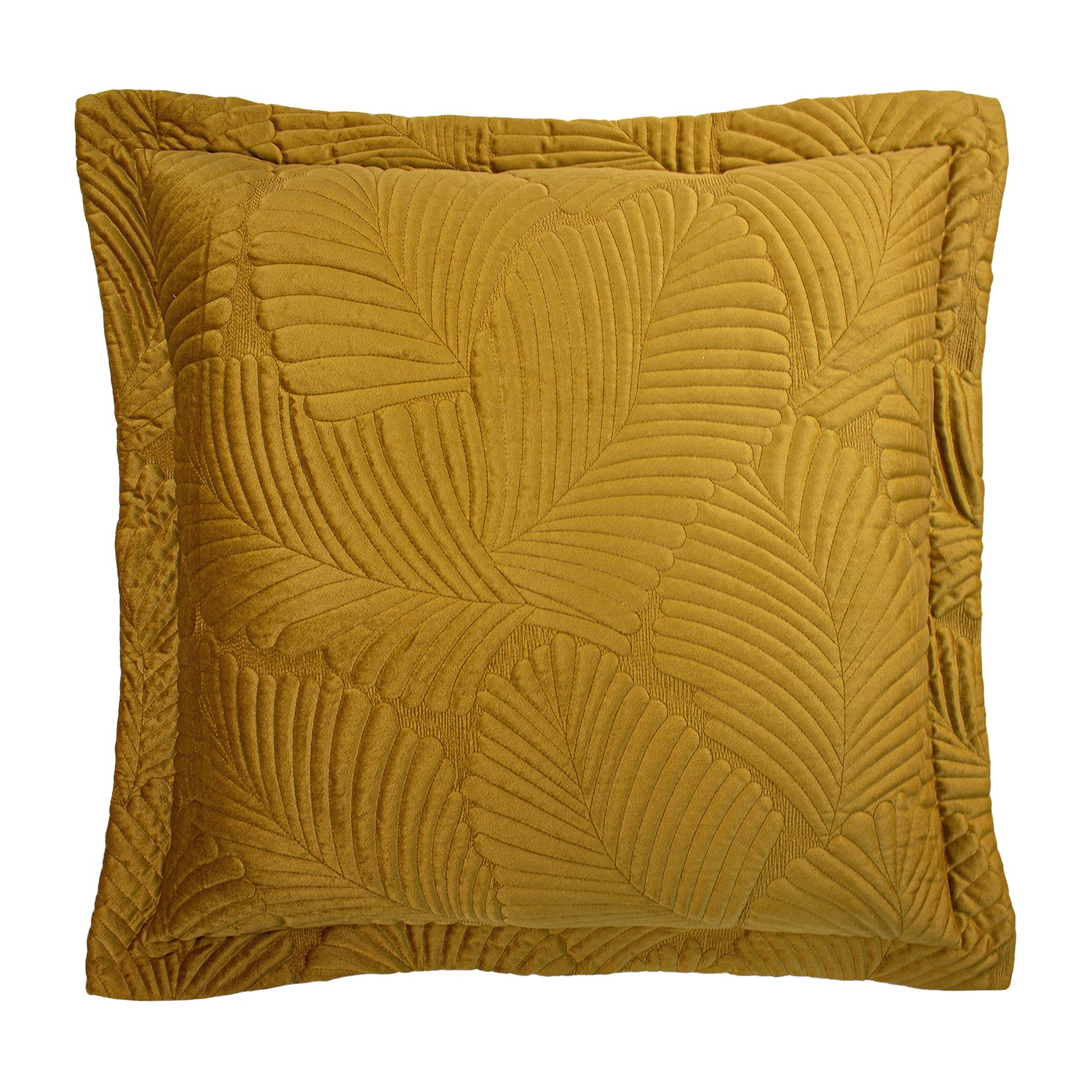 Paoletti Palmeria Quilted Velvet Filled Cushion 60cm x 60cm Gold