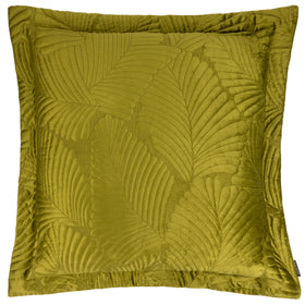 Paoletti Palmeria Quilted Velvet Filled Cushion 60cm x 60cm Moss
