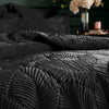 Palmeria Quilted Velvet Duvet Cover Bedding Set Black