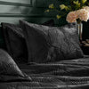 Palmeria Quilted Velvet Duvet Cover Bedding Set Black