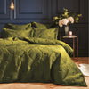 Paoletti Palmeria Quilted Velvet Duvet Cover Bedding Set Moss