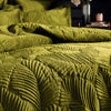 Paoletti Palmeria Quilted Velvet Duvet Cover Bedding Set Moss