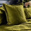 Paoletti Palmeria Quilted Velvet Duvet Cover Bedding Set Moss