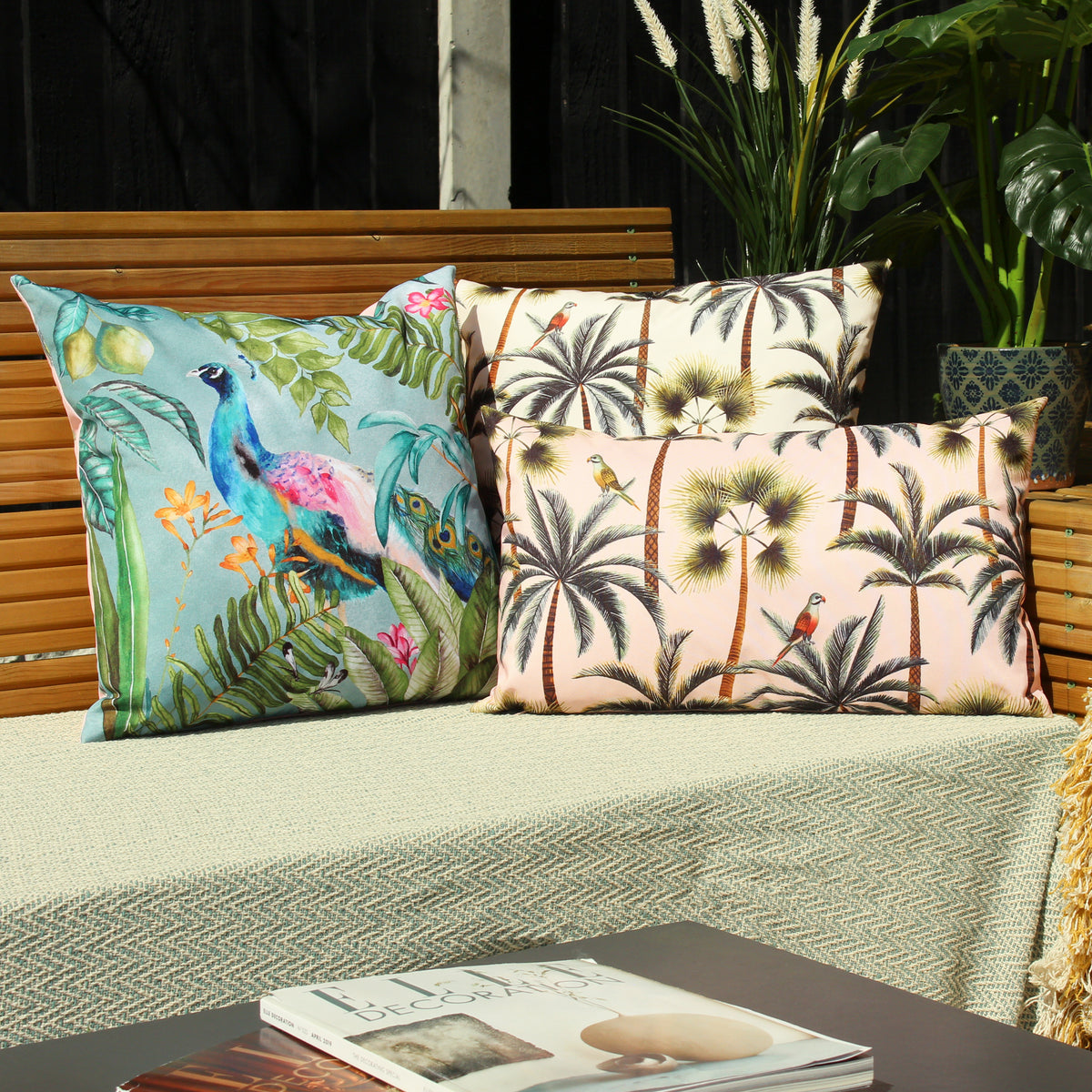 Palms Outdoor Filled Cushion 43cm x 43cm Forest