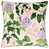 Passiflora Piped Velvet Filled Cushion 50cm x 50cm Peach Vine Green