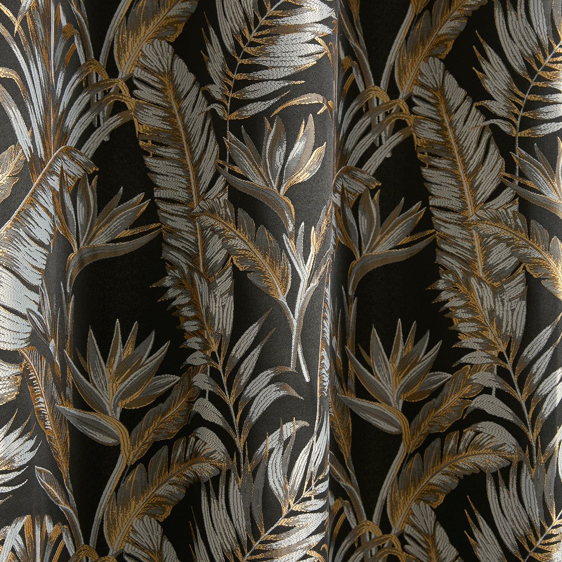 Laurence Llewelyn-Bowen Paradise Palm Jacquard Ready Made Eyelet Curtains Black